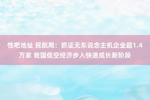 性吧地址 民航局：抓证无东说念主机企业超1.4万家 我国低空经济步入快速成长新阶段