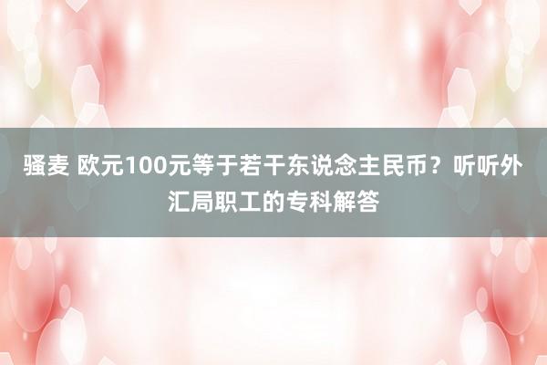 骚麦 欧元100元等于若干东说念主民币？听听外汇局职工的专科解答