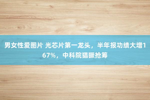 男女性爱图片 光芯片第一龙头，半年报功绩大增167%，中科院猖獗抢筹