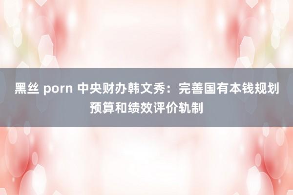 黑丝 porn 中央财办韩文秀：完善国有本钱规划预算和绩效评价轨制