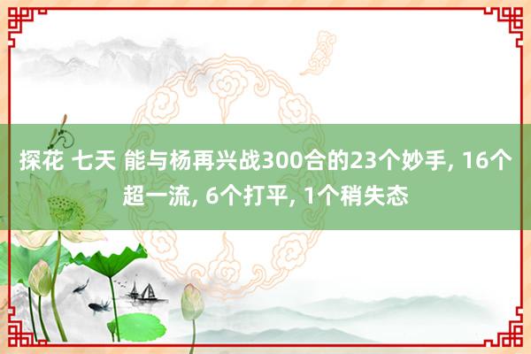 探花 七天 能与杨再兴战300合的23个妙手， 16个超一流， 6个打平， 1个稍失态