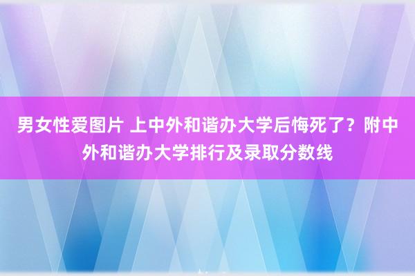 男女性爱图片 上中外和谐办大学后悔死了？附中外和谐办大学排行及录取分数线